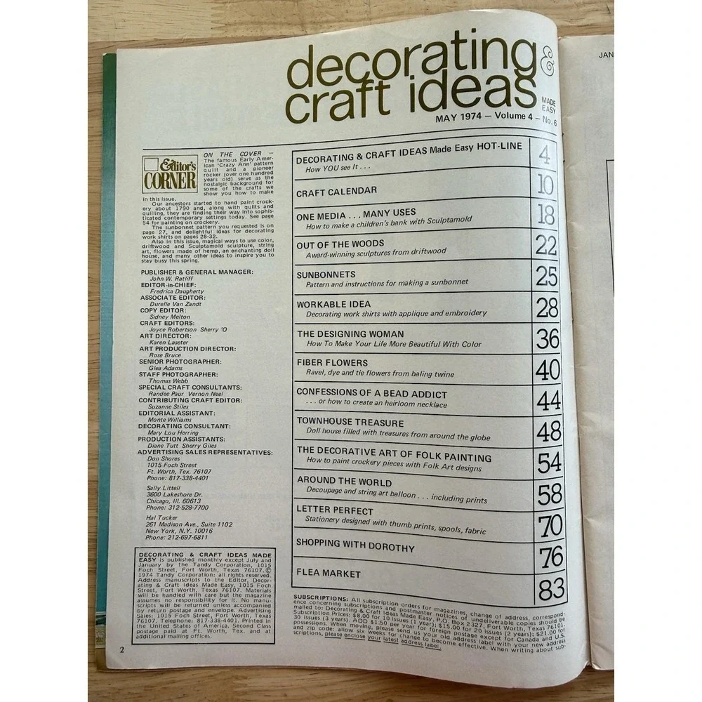 DECORATING & CRAFT IDEAS Magazine‎ May 1974 Sunbonnet Heirloom Necklace Folk Art